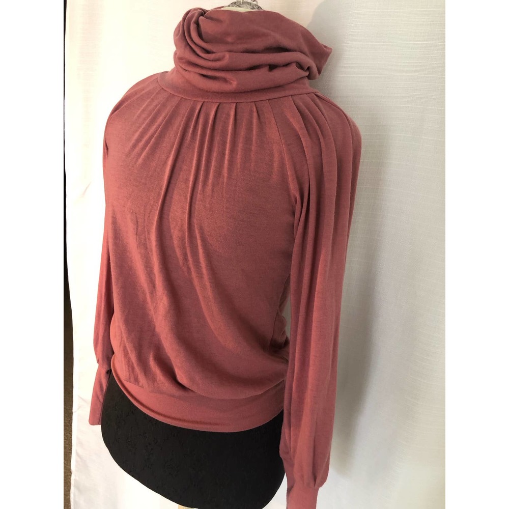 Bcbg high neck top with gathered sleeve cuffs, size xs